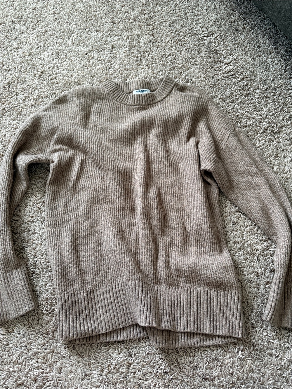 Old Navy Neutral Taupe Crewneck Knit Sweater